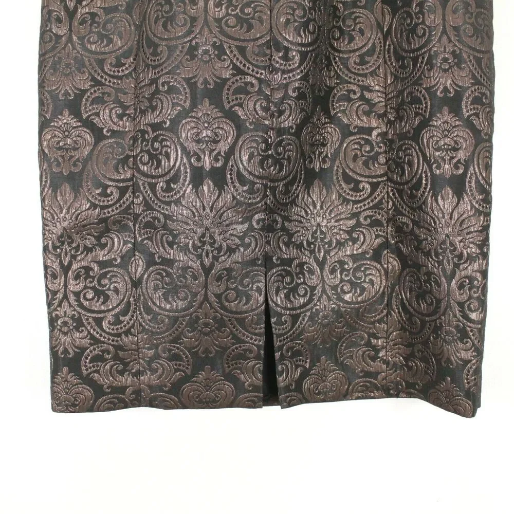 Maggy London Dress Size 4 Petite Bronze‎ Sequins Sleeveless Sheath Open Back